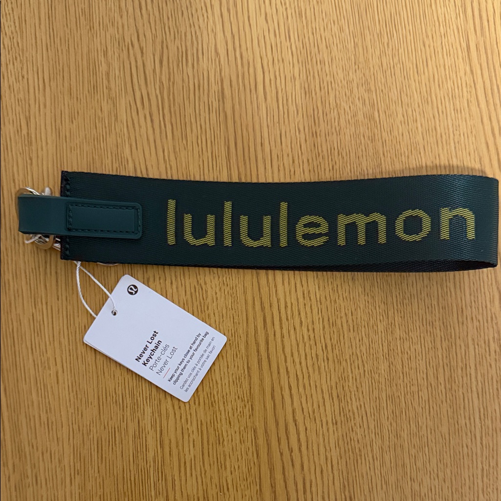 Lululemon Dark Green Key Strap With Gold Logo